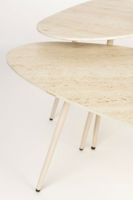 J/3 Mesas Auxiliares Cerámica Hierro Beige, 73 Cm