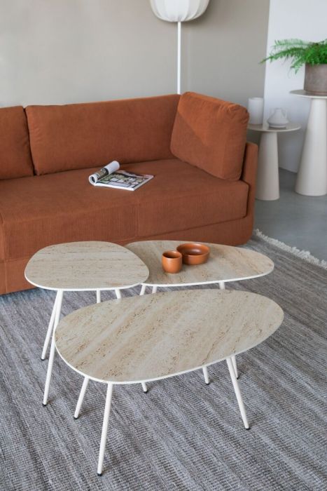 J/3 Mesas Auxiliares Cerámica Hierro Beige, 73 Cm