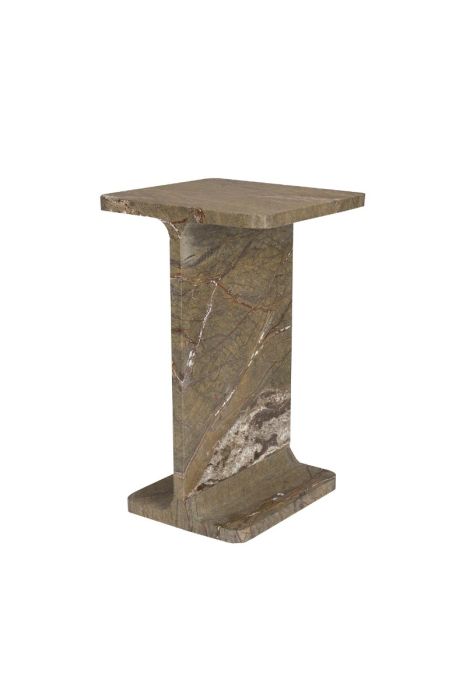 Mesa auxiliar mid-century en mármol marrón.