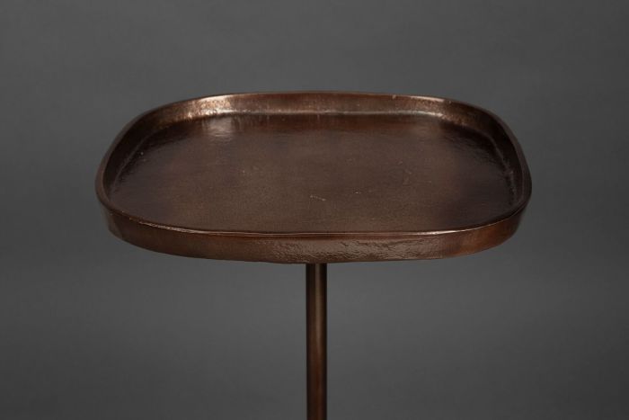 Mesa Auxiliar Aluminio Marrón Mármol, 35 Cm