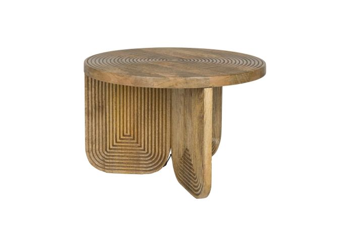 Mesa Centro Relieve Concéntrico Madera Mango, 60 Cm