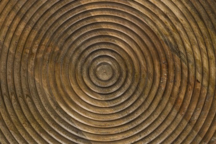 Mesa Centro Relieve Concéntrico Madera Mango, 60 Cm