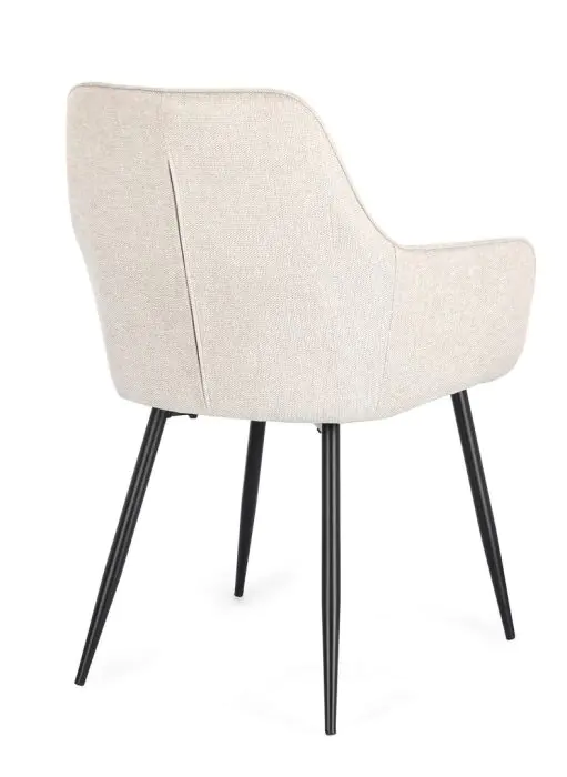 Silla Brazos Tejido Beige Acero, 58 Cm