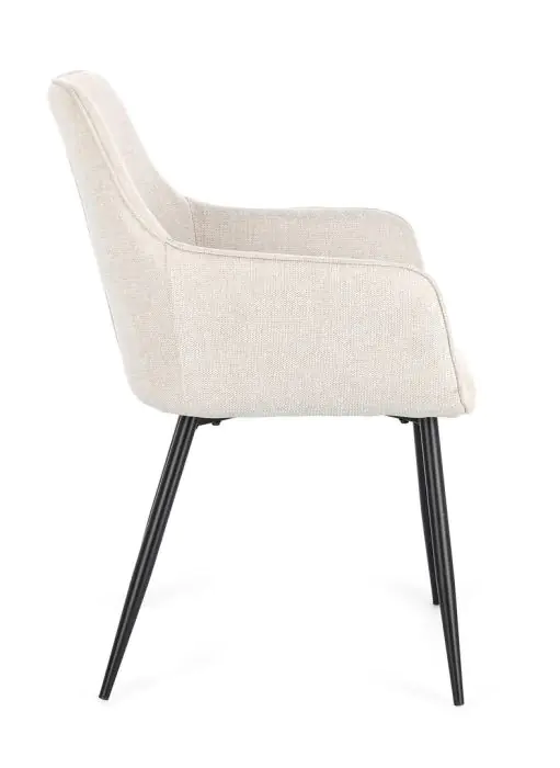 Silla Brazos Tejido Beige Acero, 58 Cm