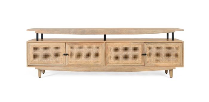 Mueble TV kisi madera ratán 4 puertas