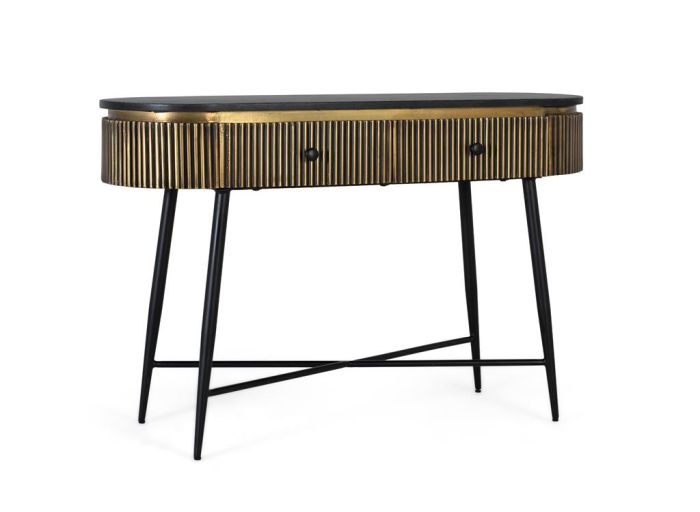 Consola Richmond metal oro negro 2 cajones