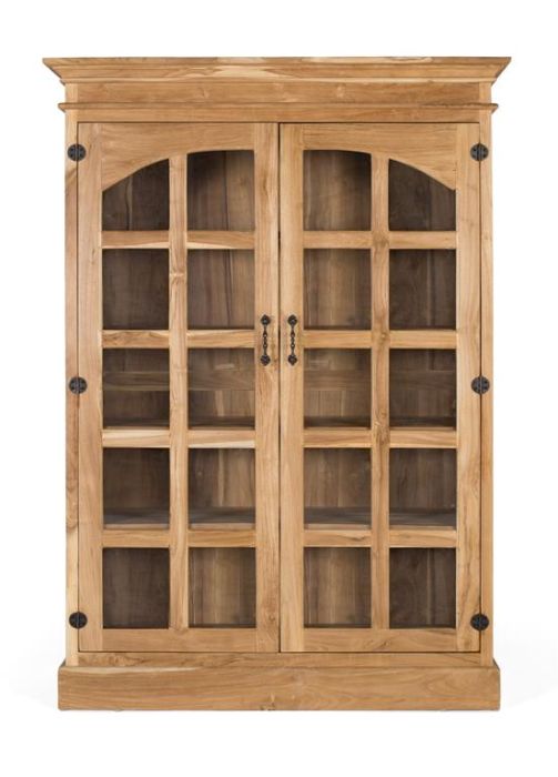 Vitrina madera natural 2 puertas cristal