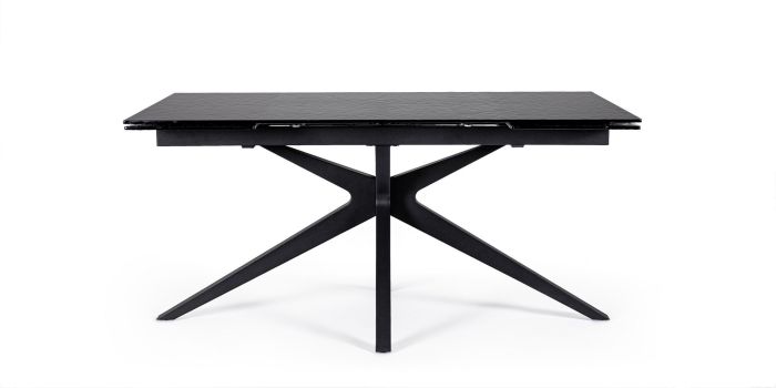 Mesa Comedor Extensible Cristal Templado Acero Negro, 160/240 Cm