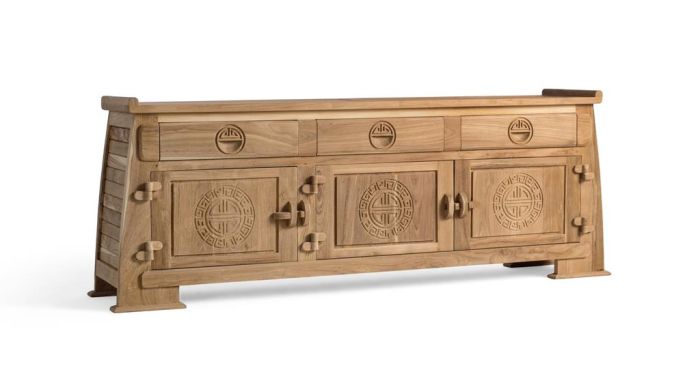 Mueble TV tabú oriental madera natural 3 cajones 3 puertas