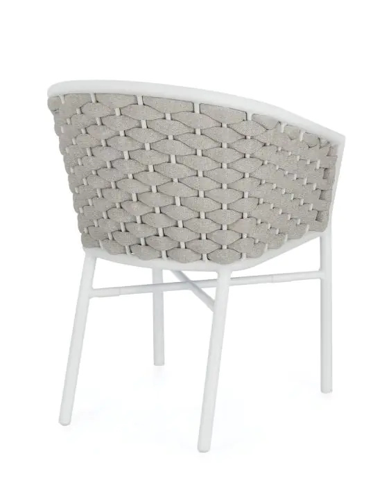 Silla Jardín con Cojín Cuerda Aluminio Blanco, 57 Cm