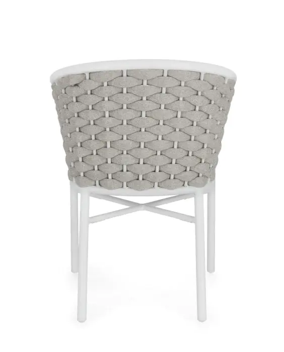 Silla Jardín con Cojín Cuerda Aluminio Blanco, 57 Cm
