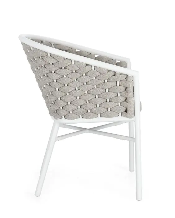 Silla Jardín con Cojín Cuerda Aluminio Blanco, 57 Cm
