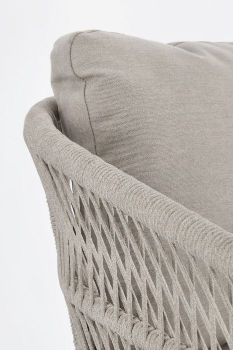 Silla Jardín con Cojín Cuerda Trenzada Aluminio Blanco, 62 Cm