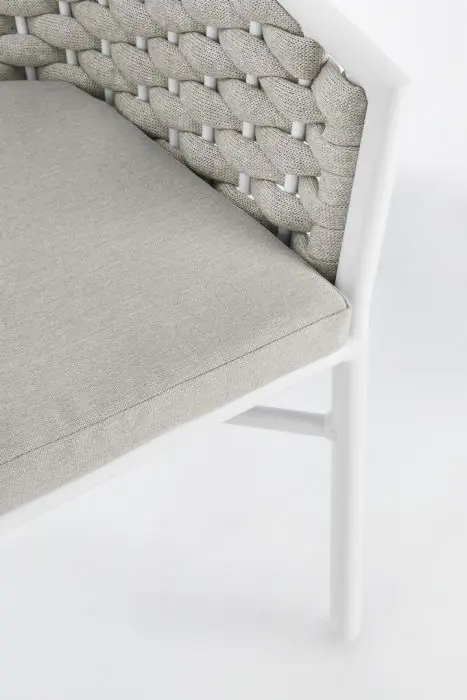 Silla Jardín con Cojín Cuerda Aluminio Blanco, 57 Cm
