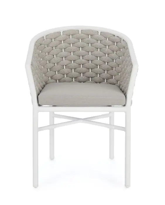 Silla Jardín con Cojín Cuerda Aluminio Blanco, 57 Cm