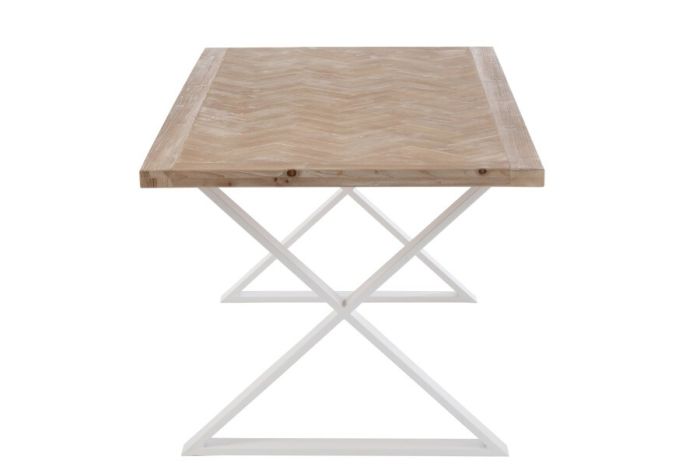 Mesa de Comedor Zigzag Estilo Nórdico Blanco Metal, 200 Cm