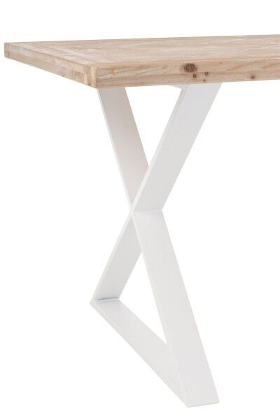 Mesa de Comedor Zigzag Madera Metal Natural/Blanco, 200 Cm