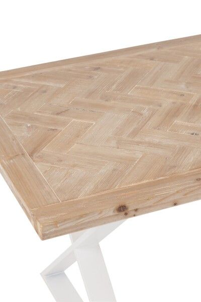 Mesa de Comedor Zigzag Madera Metal Natural/Blanco, 200 Cm