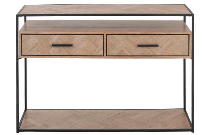 Consola Zigzag Madera Metal, 80 Cm