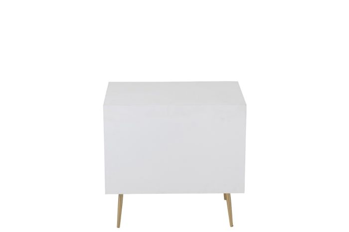 Mesita De Noche Art Decó Madera Blanco Metal Oro