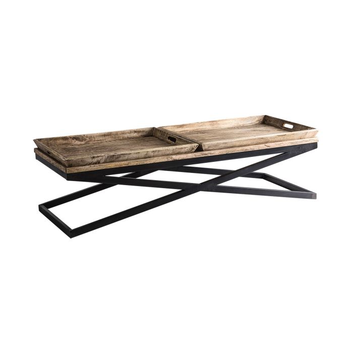 Mesa Centro Mango Envejecido Bandejas Hierro, 162 Cm