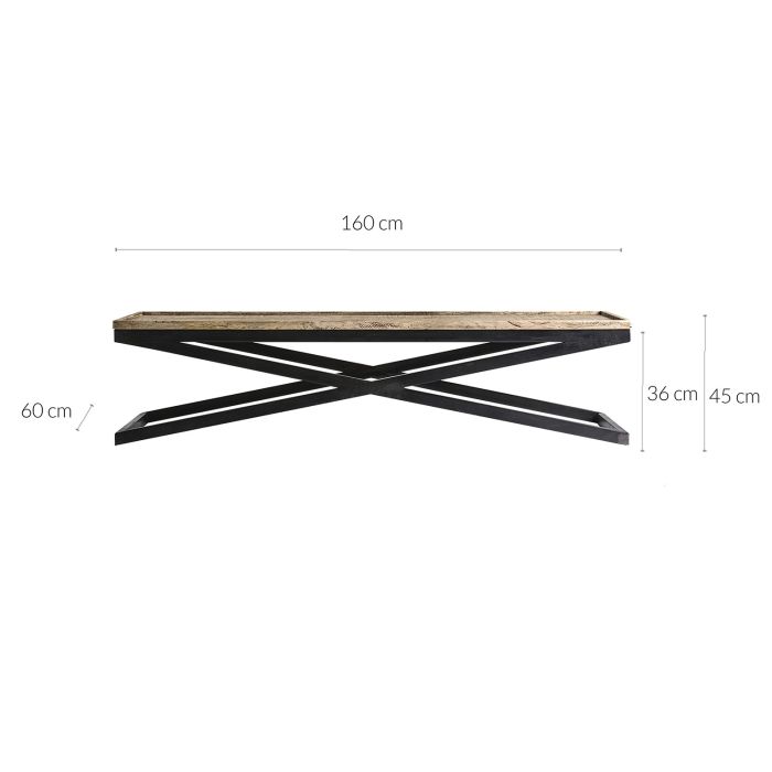 Mesa Centro Mango Envejecido Bandejas Hierro, 162 Cm