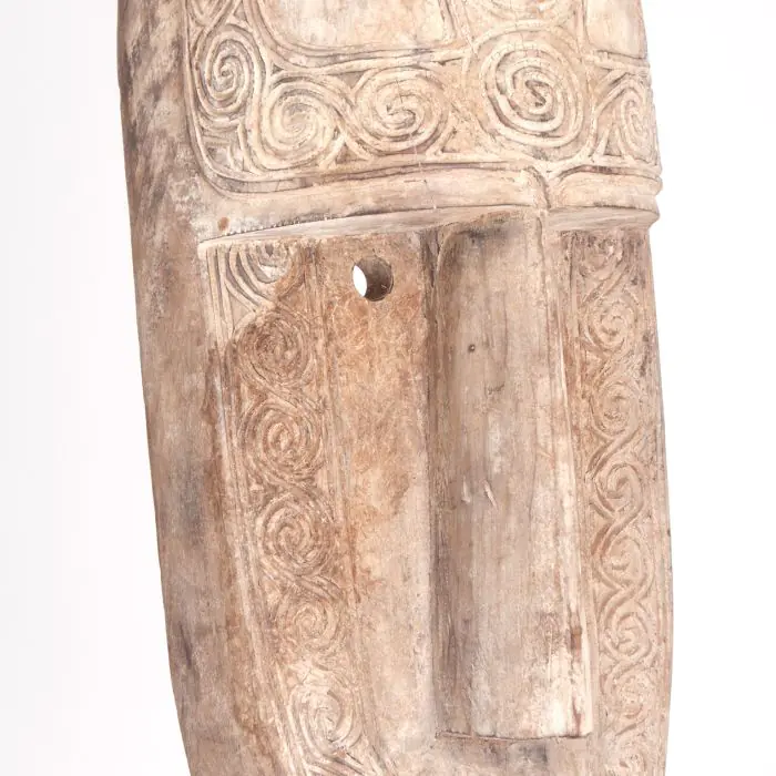 Escultura Madera Tropical Máscara Beige 30X40X150 Envejecido