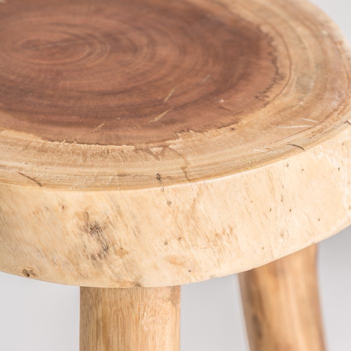 Taburete Madera Suar Natural Patas Anguladas, 50 Cm