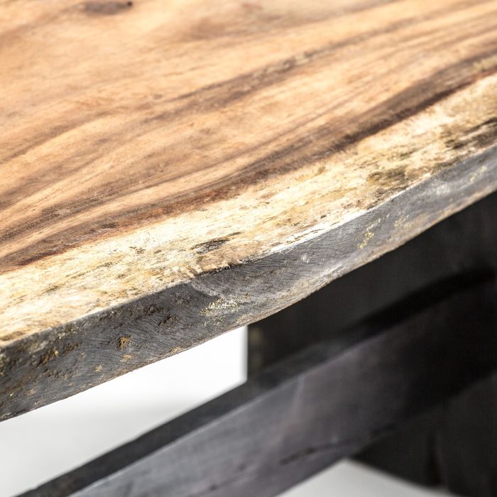 Banco Zinder Madera Natural Negro Envejecido, 220 Cm