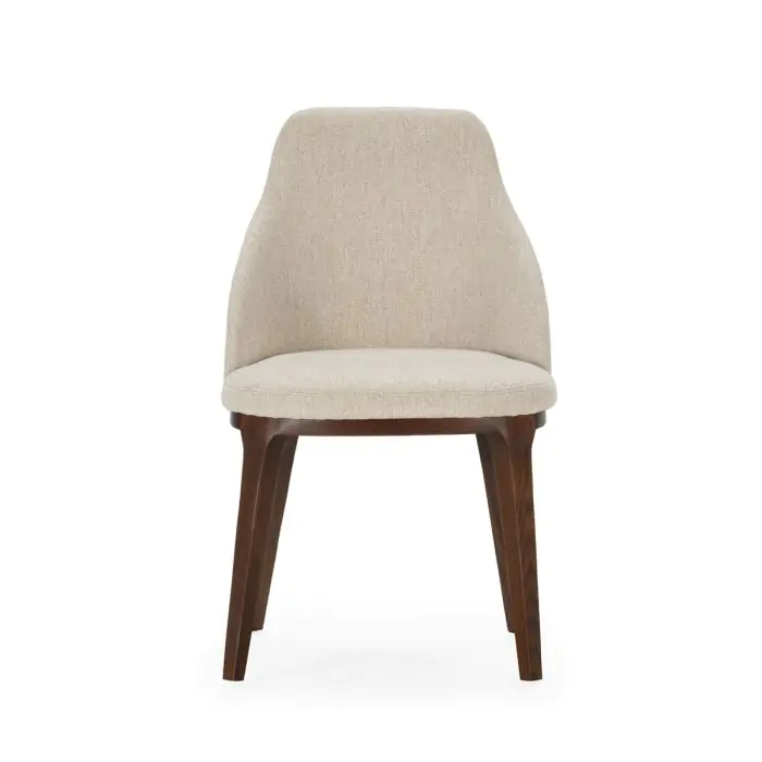 Silla 54x55x87 Madera/Tela -- Marrón Madera/Blanco