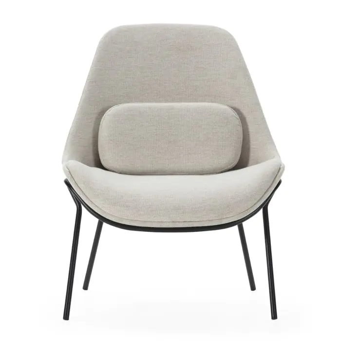 Sillón Moderno 73x74x92 Metal/Tela -- Negro/Beige