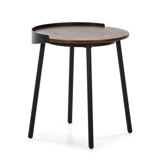 Mesa Auxiliar de Madera Marrón y Metal Negro.
