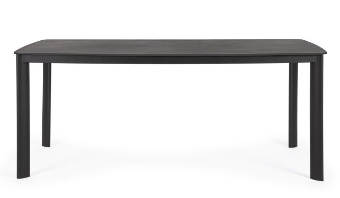 Mesa Jardín Gris Antracita Piedra Sinterizada Aluminio, 180 Cm