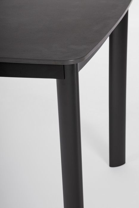 Mesa Jardín Gris Antracita Piedra Sinterizada Aluminio, 180 Cm