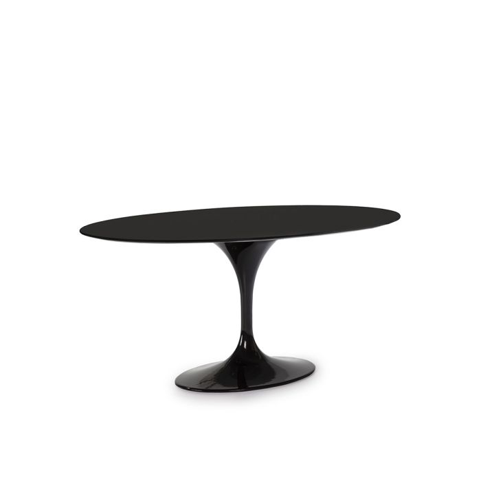 Mesa de comedor de diseño moderno en DM y aluminio negro.
