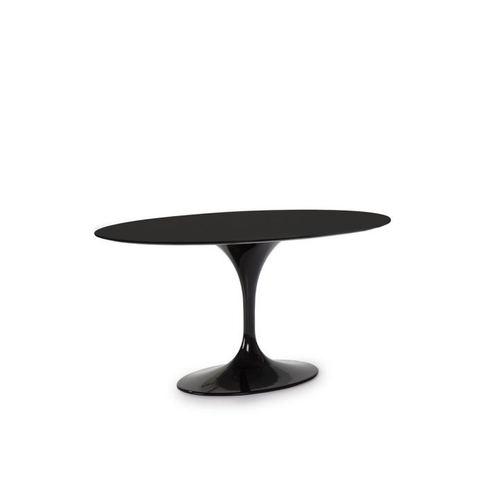 Mesa de comedor de diseño moderno en DM y aluminio negro.