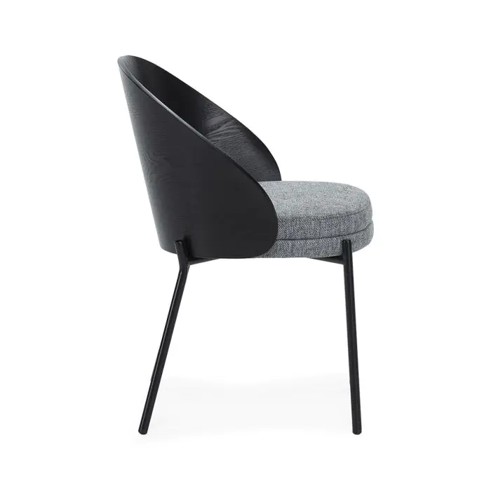 Silla 49x47x75 Tela/Madera/Metal -- Gris/Negro