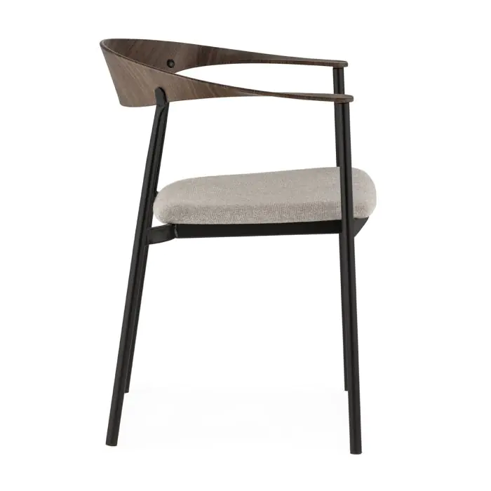 Silla 60,5x53x75,5 Metal/Tela -- Nogal Oscuro/Negro/Gris