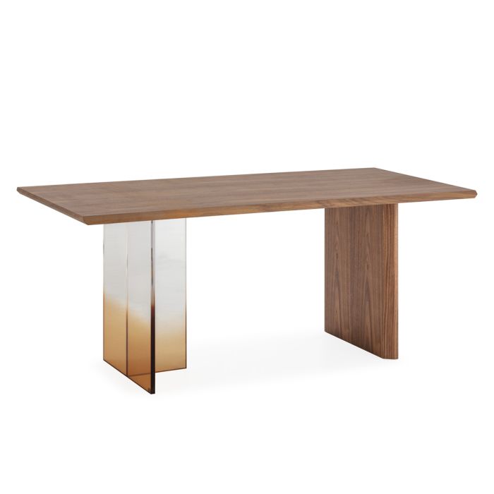 Mesa Comedor Madera/Acrílico en Nogal/Transparente/Ahumado, 180 Cm.