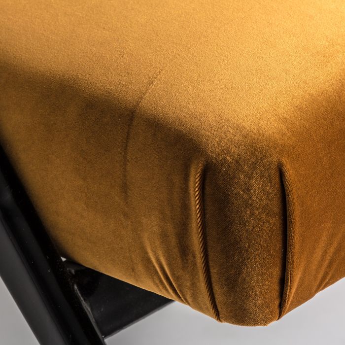 Sillón Estampado Geométrico Terciopelo Ocre Madera Pino, 81 Cm