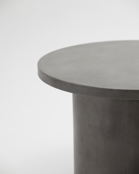 Mesa Centro Redonda Terraza Cemento Gris, Ø 65 Cm