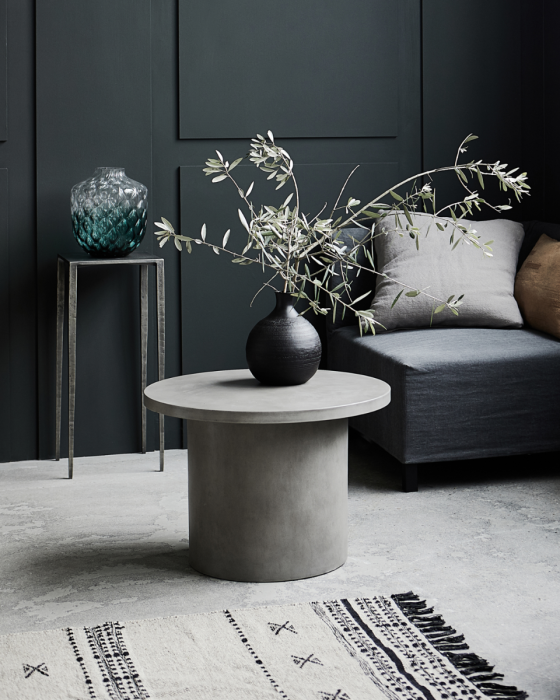 Mesa Centro Redonda Terraza Cemento Gris, Ø 65 Cm