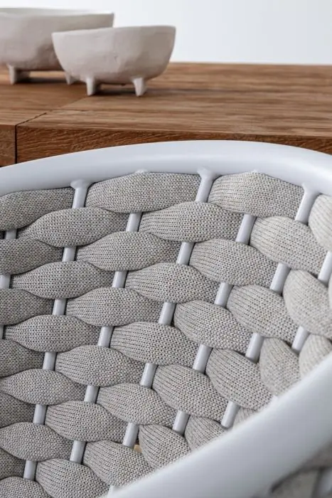 Silla Jardín con Cojín Cuerda Aluminio Blanco, 57 Cm