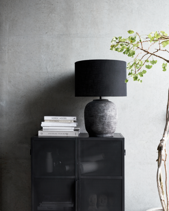 Lámpara Sobremesa Algodón Negro Arcilla, 46 Cm
