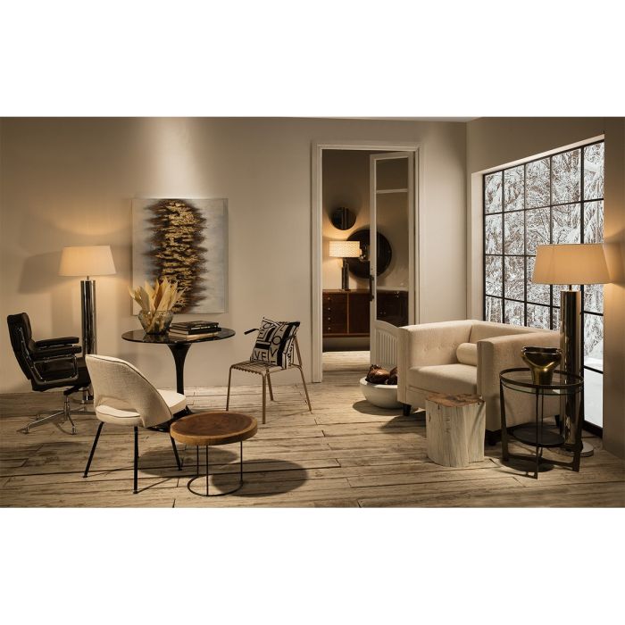 Mesa Auxiliar 50x50x38 Metal/Madera Natural