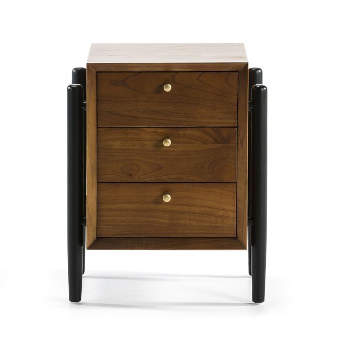 Mesita de Noche 50x40x61 Madera Marrón/Negro