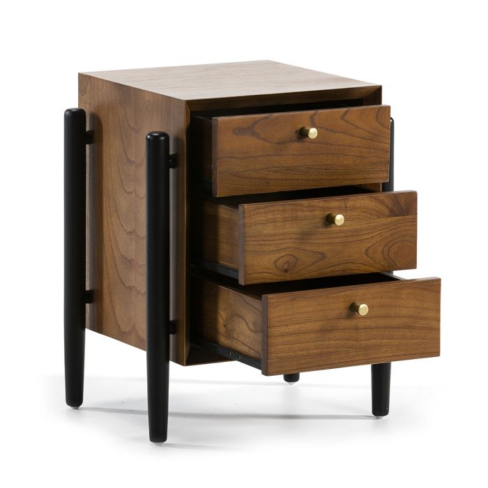 Mesita de Noche 50x40x61 Madera Marrón/Negro