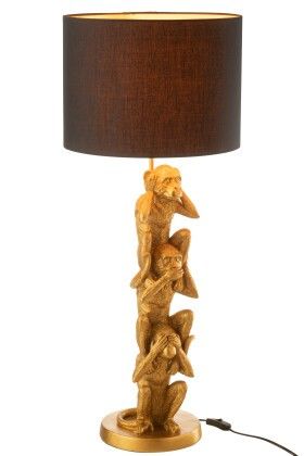 Lámpara De Mesa Monos  Oro Oír Hablar Ver 35,5 Cm