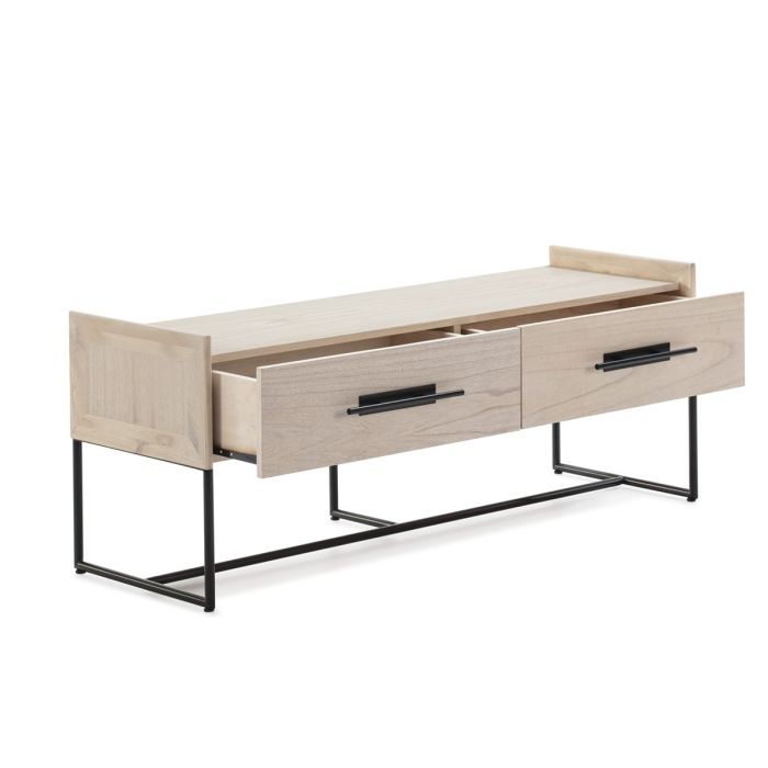 Mueble TV 140x45x55 Madera Natural/Metal Negro