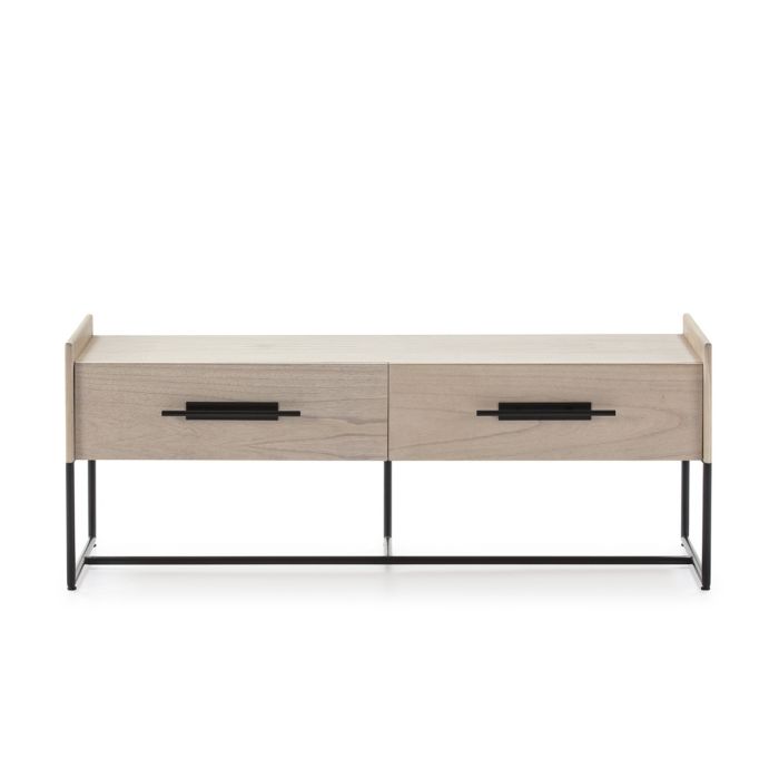 Mueble TV 140x45x55 Madera Natural/Metal Negro